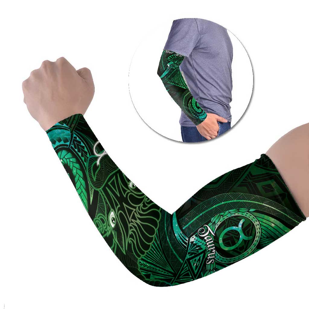 Personalised Polynesia Zodiac Taurus Arm Sleeves Galaxy Polynesian Pattern Chest Tattoo Style LT14 Set of 2 Green - Polynesian Pride