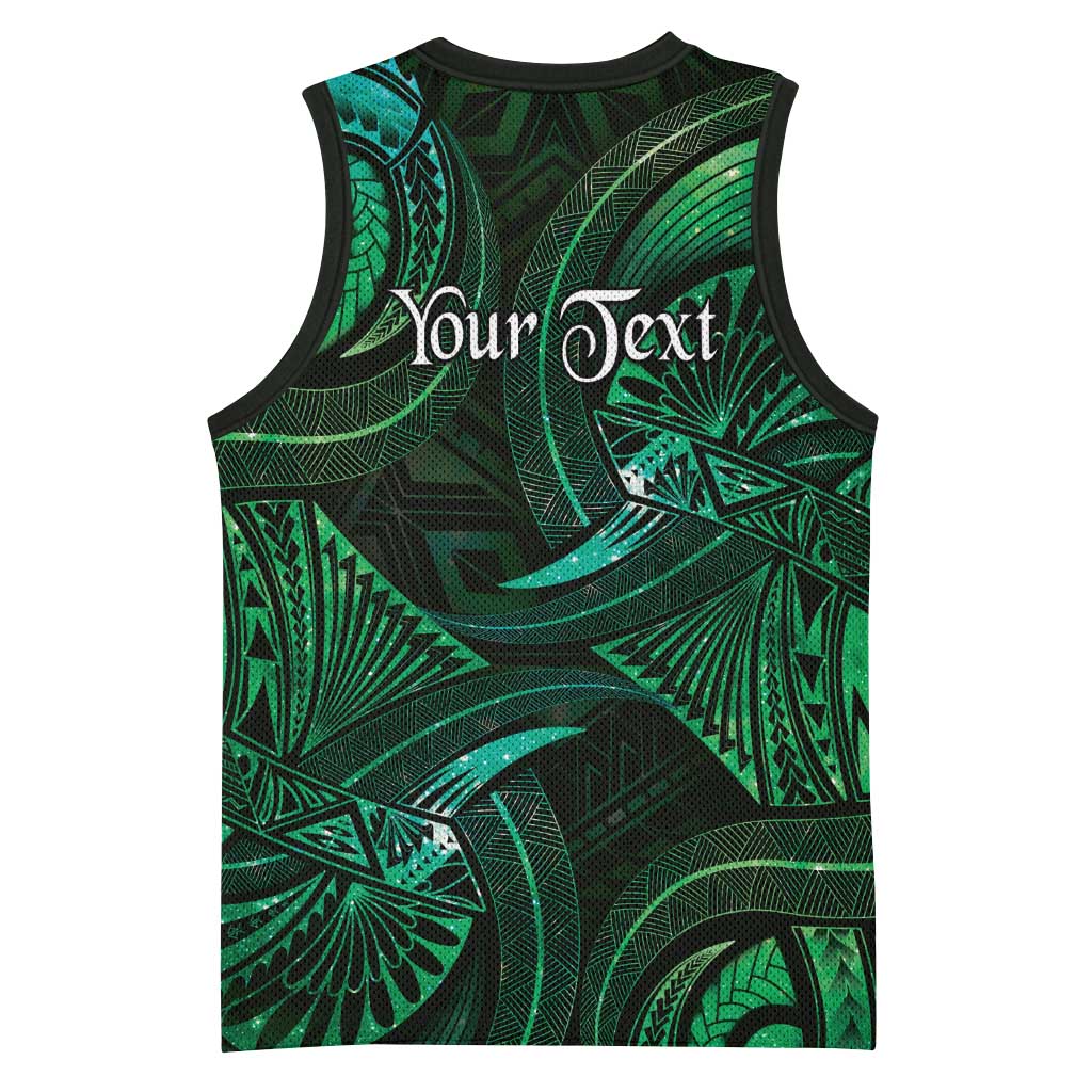 Personalised Polynesia Zodiac Taurus Basketball Jersey Galaxy Polynesian Pattern Chest Tattoo Style