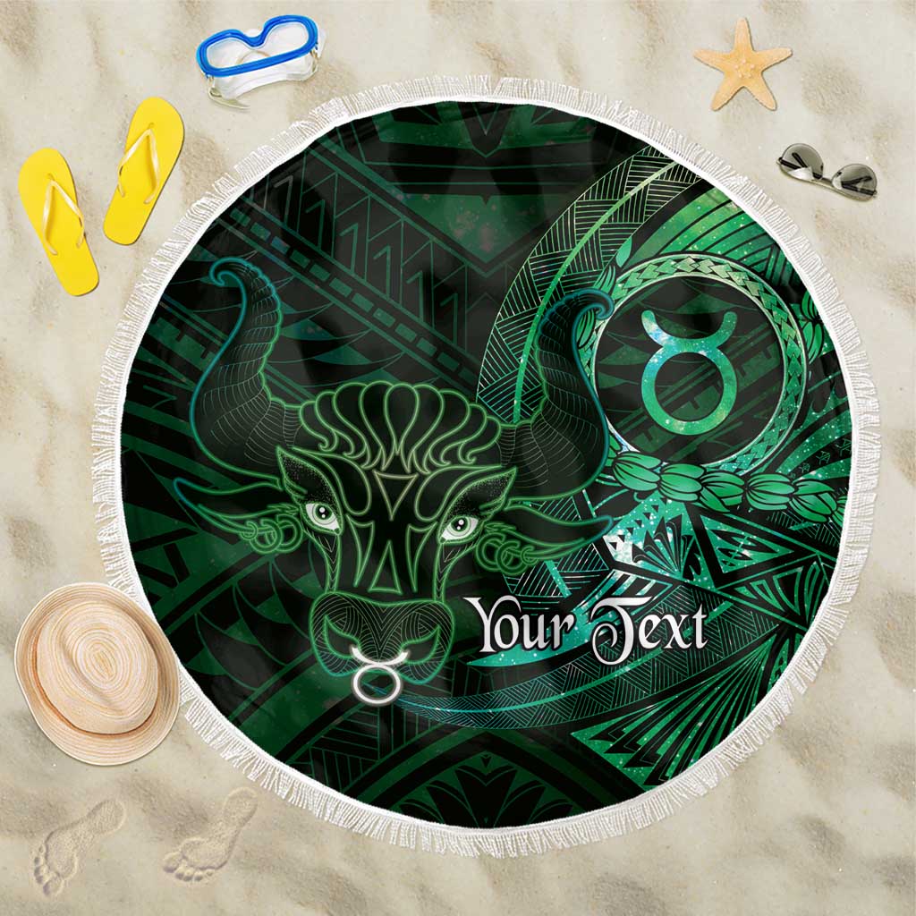 Personalised Polynesia Zodiac Taurus Beach Blanket Galaxy Polynesian Pattern Chest Tattoo Style