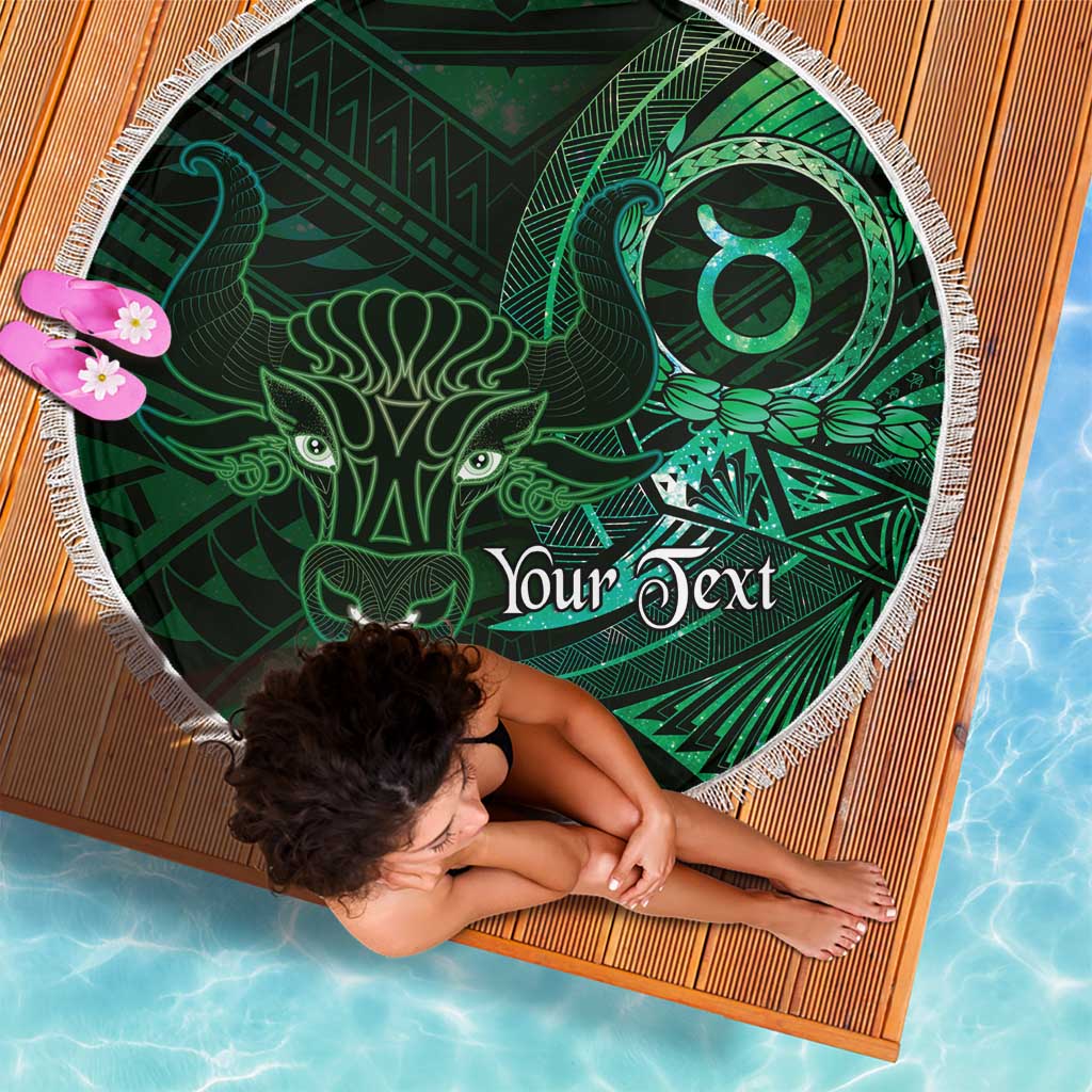 Personalised Polynesia Zodiac Taurus Beach Blanket Galaxy Polynesian Pattern Chest Tattoo Style