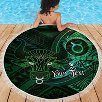 Personalised Polynesia Zodiac Taurus Beach Blanket Galaxy Polynesian Pattern Chest Tattoo Style