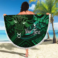 Personalised Polynesia Zodiac Taurus Beach Blanket Galaxy Polynesian Pattern Chest Tattoo Style