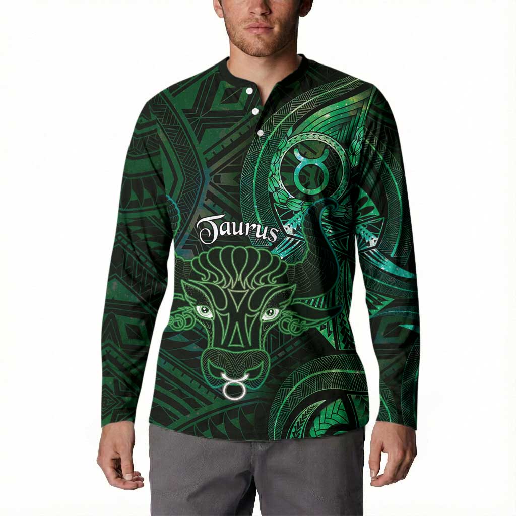 Personalised Polynesia Zodiac Taurus Button Sweatshirt Galaxy Polynesian Pattern Chest Tattoo Style LT14 - Polynesian Pride