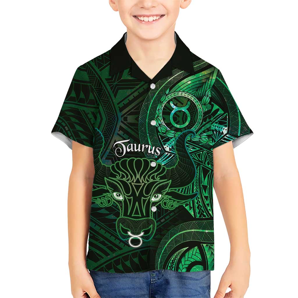 Personalised Polynesia Zodiac Taurus Kid Hawaiian Shirt Galaxy Polynesian Pattern Chest Tattoo Style