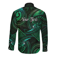 Personalised Polynesia Zodiac Taurus Long Sleeve Button Shirt Galaxy Polynesian Pattern Chest Tattoo Style