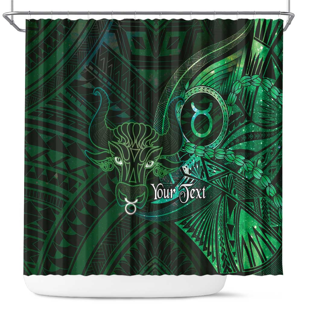 Personalised Polynesia Zodiac Taurus Shower Curtain Galaxy Polynesian Pattern Chest Tattoo Style