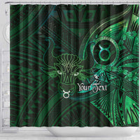 Personalised Polynesia Zodiac Taurus Shower Curtain Galaxy Polynesian Pattern Chest Tattoo Style