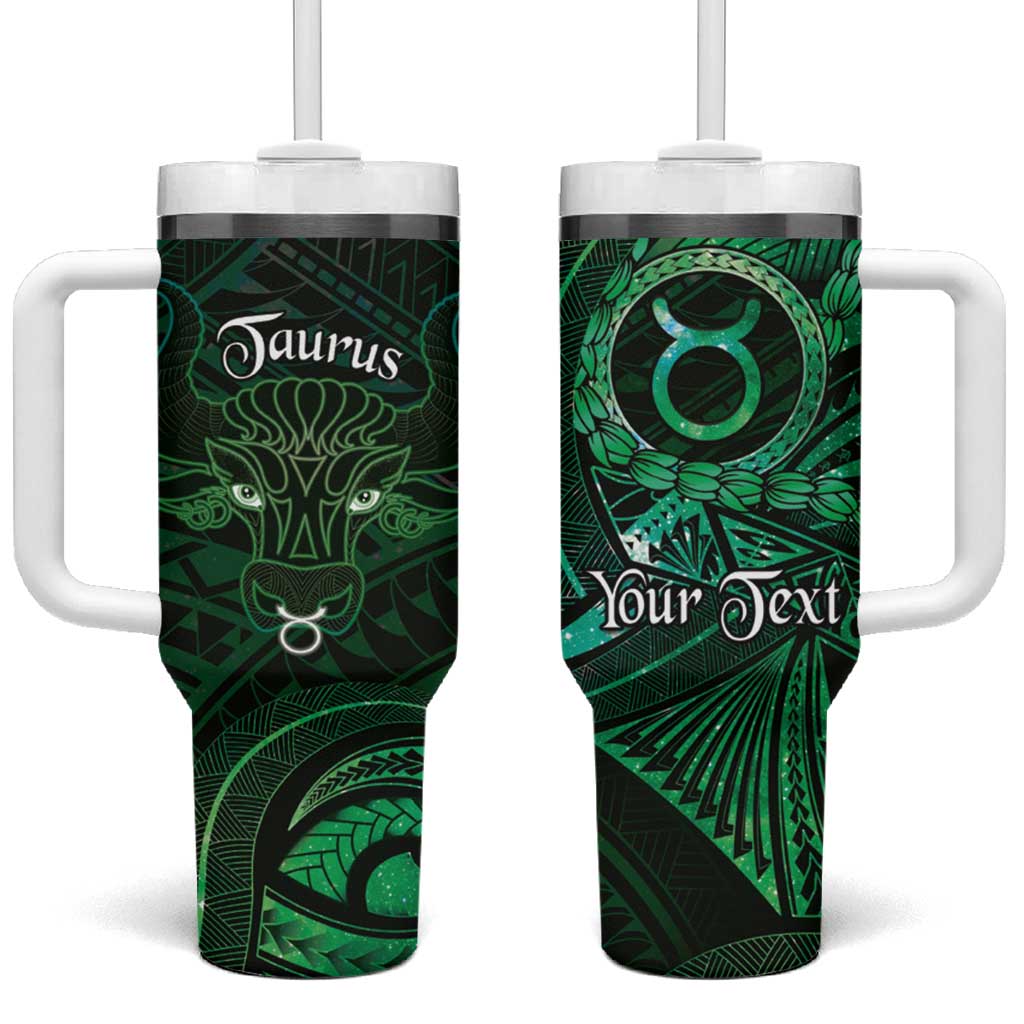 Personalised Polynesia Zodiac Taurus Tumbler With Handle Galaxy Polynesian Pattern Chest Tattoo Style