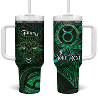 Personalised Polynesia Zodiac Taurus Tumbler With Handle Galaxy Polynesian Pattern Chest Tattoo Style