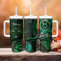 Personalised Polynesia Zodiac Taurus Tumbler With Handle Galaxy Polynesian Pattern Chest Tattoo Style