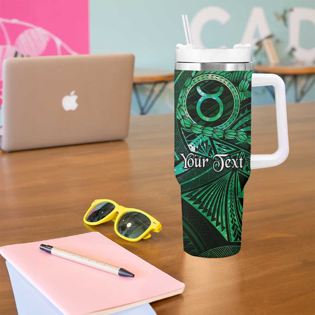 Personalised Polynesia Zodiac Taurus Tumbler With Handle Galaxy Polynesian Pattern Chest Tattoo Style