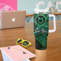 Personalised Polynesia Zodiac Taurus Tumbler With Handle Galaxy Polynesian Pattern Chest Tattoo Style