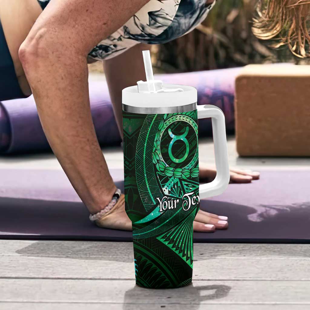 Personalised Polynesia Zodiac Taurus Tumbler With Handle Galaxy Polynesian Pattern Chest Tattoo Style