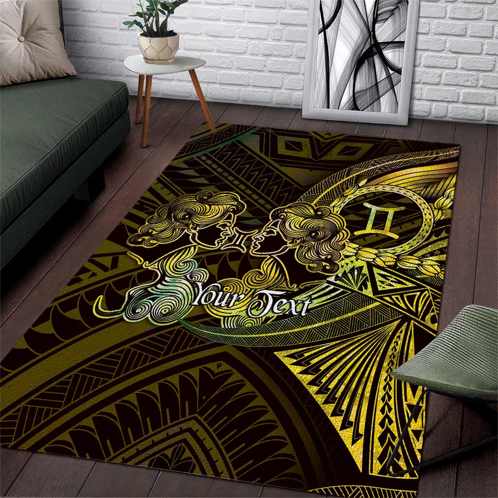 Personalised Polynesia Zodiac Gemini Area Rug Galaxy Polynesian Pattern Chest Tattoo Style