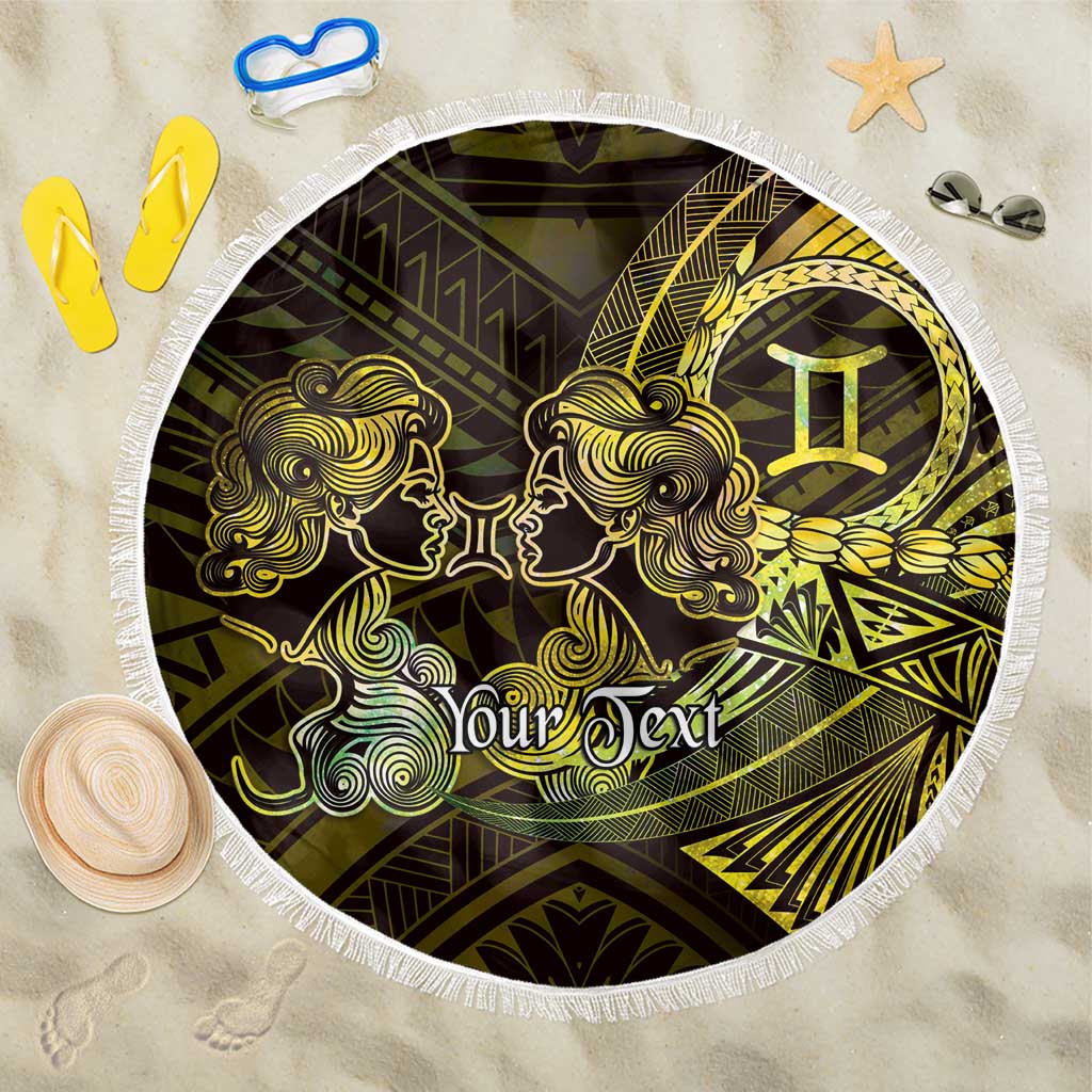 Personalised Polynesia Zodiac Gemini Beach Blanket Galaxy Polynesian Pattern Chest Tattoo Style