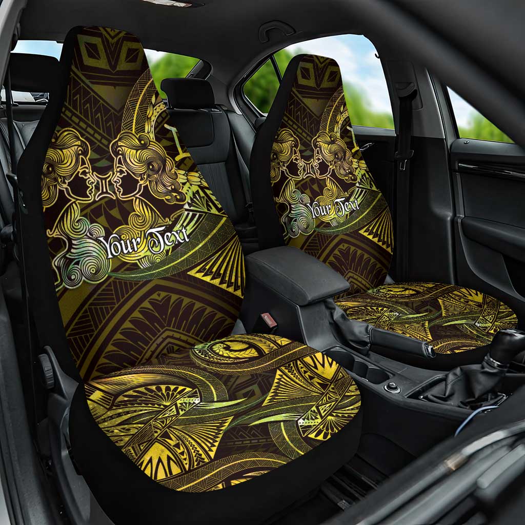Personalised Polynesia Zodiac Gemini Car Seat Cover Galaxy Polynesian Pattern Chest Tattoo Style