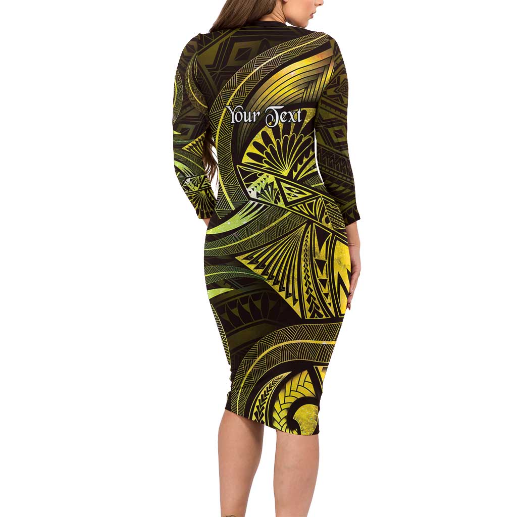 Personalised Polynesia Zodiac Gemini Family Matching Long Sleeve Bodycon Dress and Hawaiian Shirt Galaxy Polynesian Pattern Chest Tattoo Style LT14 - Polynesian Pride