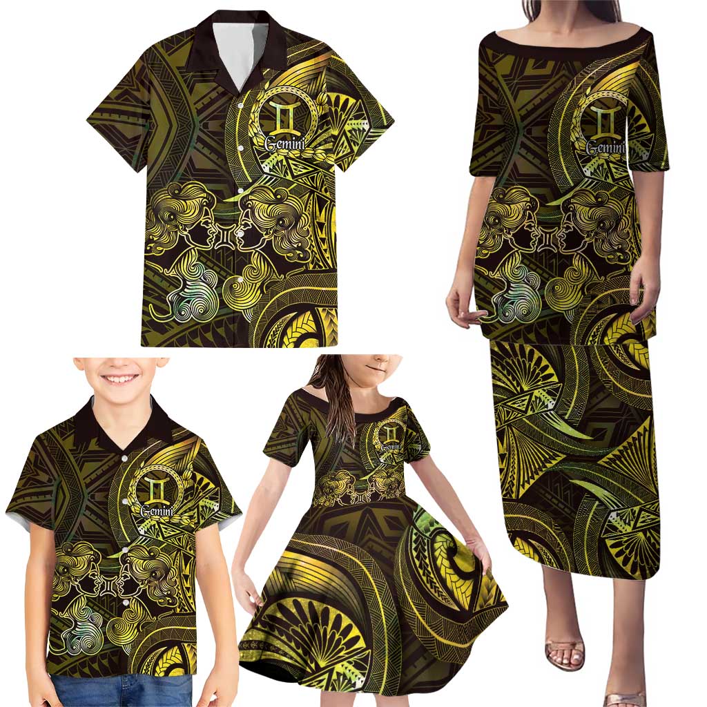 Personalised Polynesia Zodiac Gemini Family Matching Puletasi and Hawaiian Shirt Galaxy Polynesian Pattern Chest Tattoo Style LT14 - Polynesian Pride
