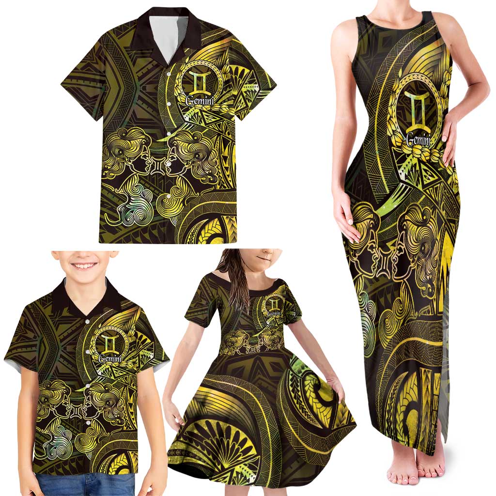 Personalised Polynesia Zodiac Gemini Family Matching Tank Maxi Dress and Hawaiian Shirt Galaxy Polynesian Pattern Chest Tattoo Style LT14 - Polynesian Pride