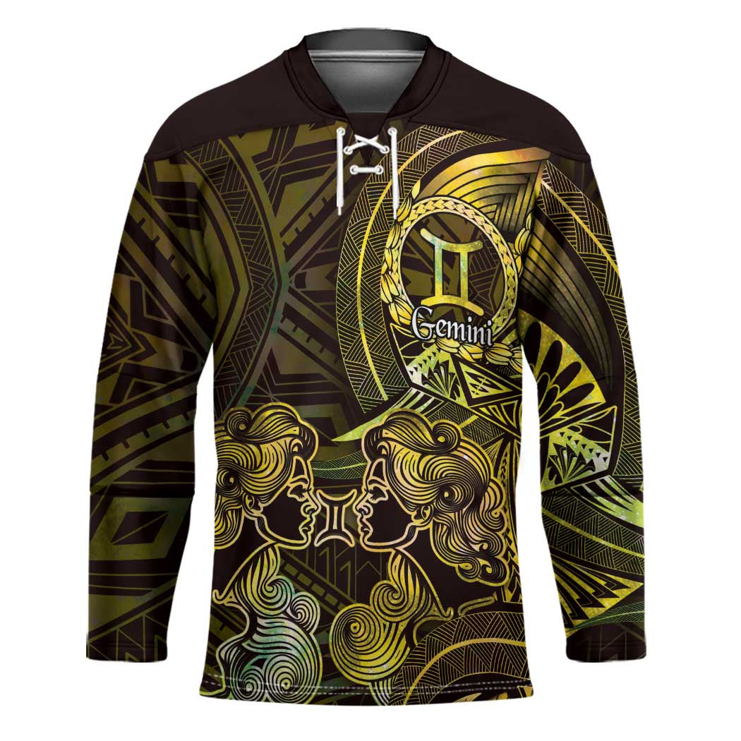 Personalised Polynesia Zodiac Gemini Hockey Jersey Galaxy Polynesian Pattern Chest Tattoo Style