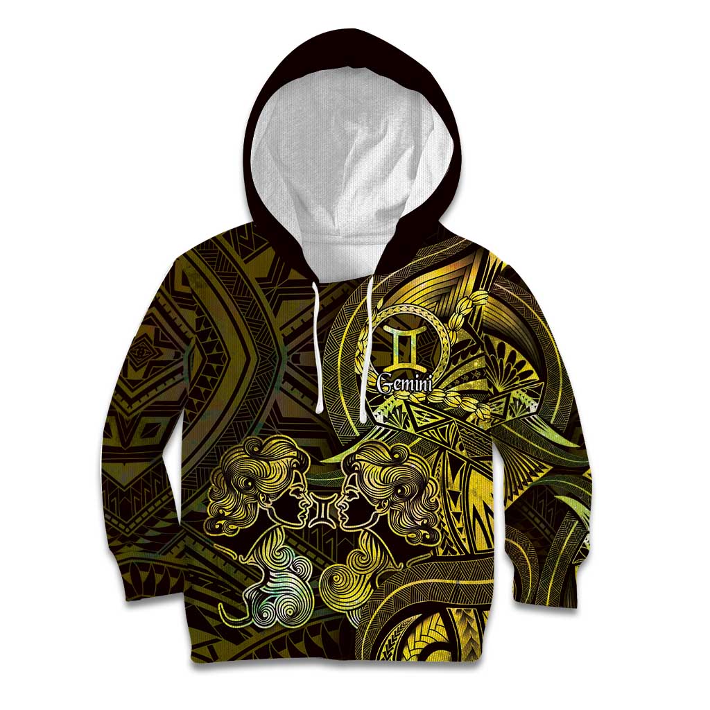 Personalised Polynesia Zodiac Gemini Kid Hoodie Galaxy Polynesian Pattern Chest Tattoo Style
