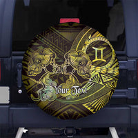 Personalised Polynesia Zodiac Gemini Spare Tire Cover Galaxy Polynesian Pattern Chest Tattoo Style