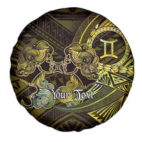 Personalised Polynesia Zodiac Gemini Spare Tire Cover Galaxy Polynesian Pattern Chest Tattoo Style