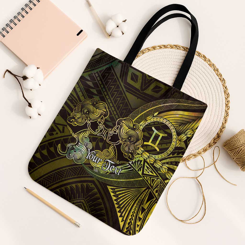 Personalised Polynesia Zodiac Gemini Tote Bag Galaxy Polynesian Pattern Chest Tattoo Style