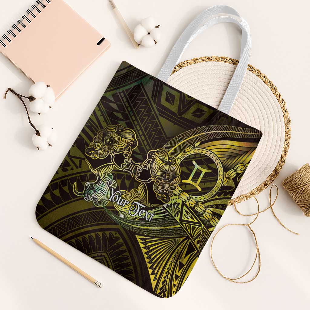 Personalised Polynesia Zodiac Gemini Tote Bag Galaxy Polynesian Pattern Chest Tattoo Style
