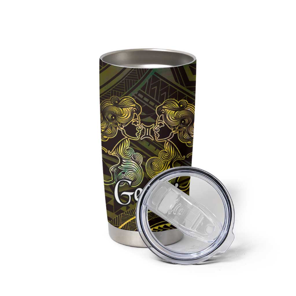 Personalised Polynesia Zodiac Gemini Tumbler Cup Galaxy Polynesian Pattern Chest Tattoo Style LT14 - Polynesian Pride