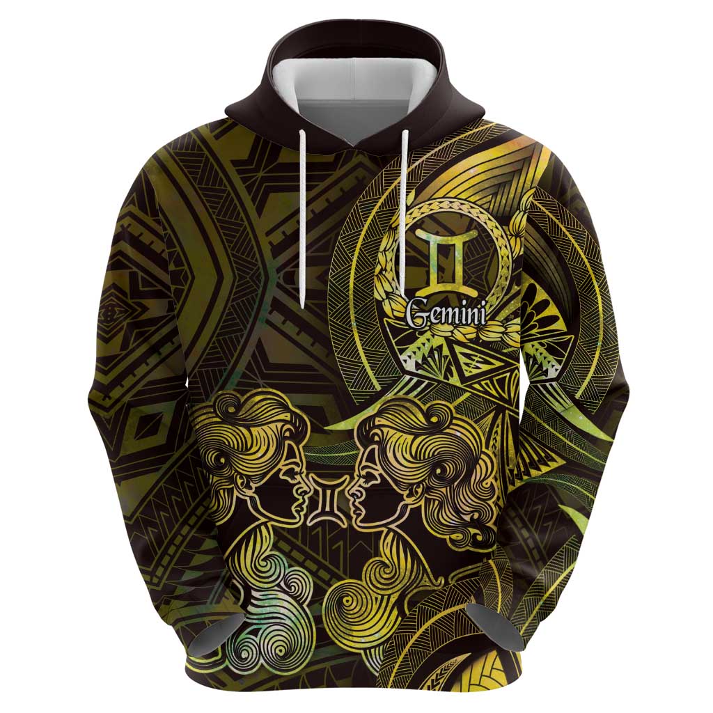Personalised Polynesia Zodiac Gemini Zip Hoodie Galaxy Polynesian Pattern Chest Tattoo Style LT14 - Polynesian Pride