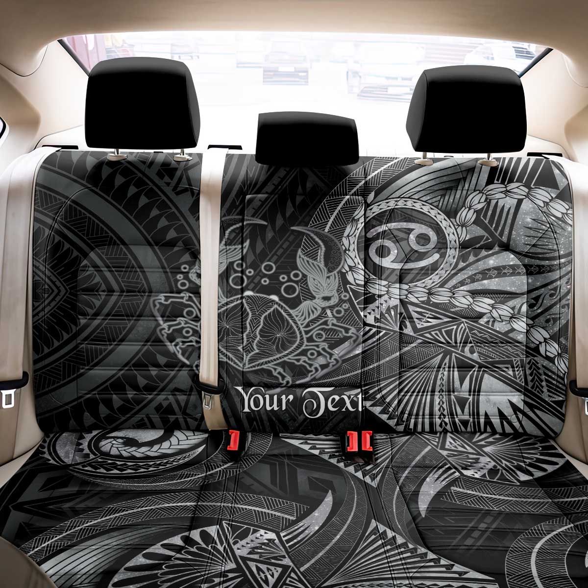 Personalised Polynesia Zodiac Cancer Back Car Seat Cover Galaxy Polynesian Pattern Chest Tattoo Style LT14 - Polynesian Pride