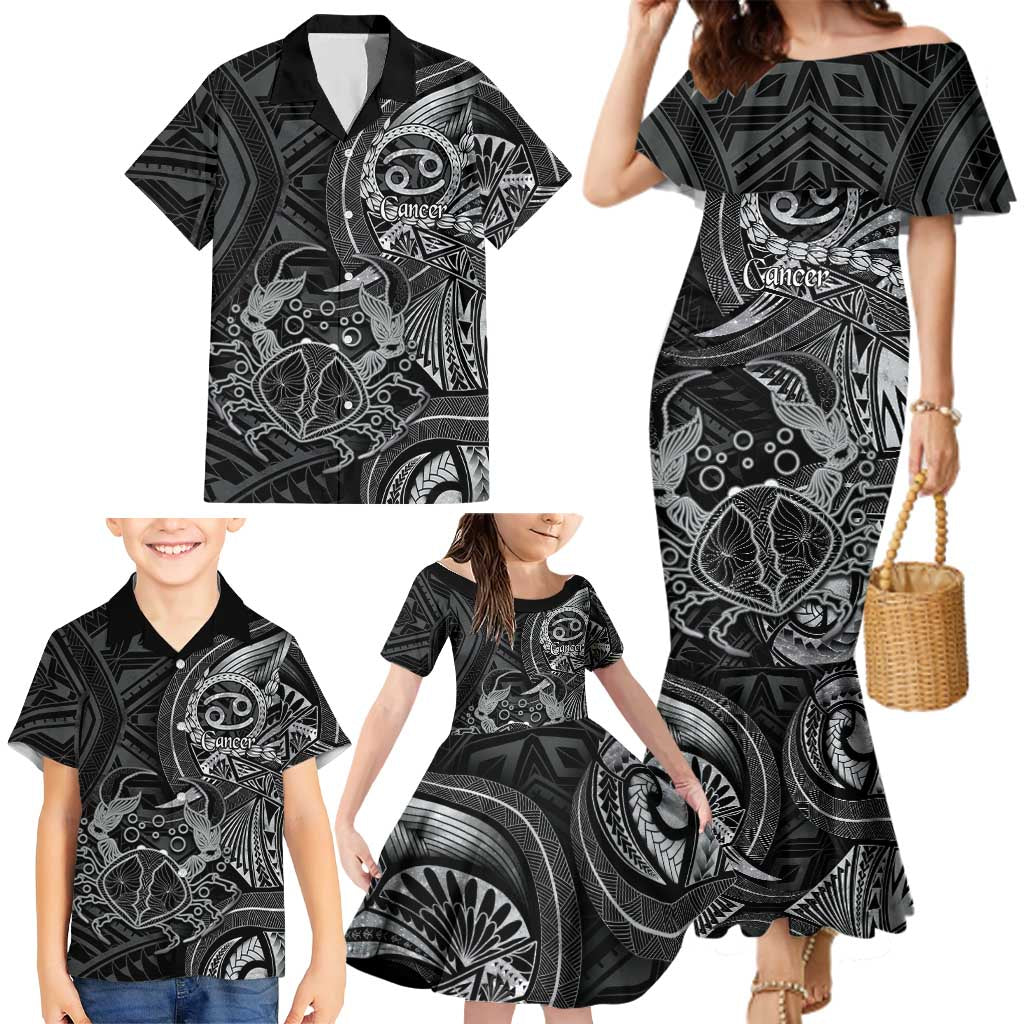 Personalised Polynesia Zodiac Cancer Family Matching Mermaid Dress and Hawaiian Shirt Galaxy Polynesian Pattern Chest Tattoo Style
