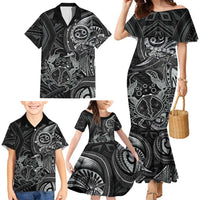 Personalised Polynesia Zodiac Cancer Family Matching Mermaid Dress and Hawaiian Shirt Galaxy Polynesian Pattern Chest Tattoo Style