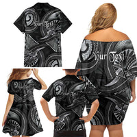 Personalised Polynesia Zodiac Cancer Family Matching Off Shoulder Short Dress and Hawaiian Shirt Galaxy Polynesian Pattern Chest Tattoo Style