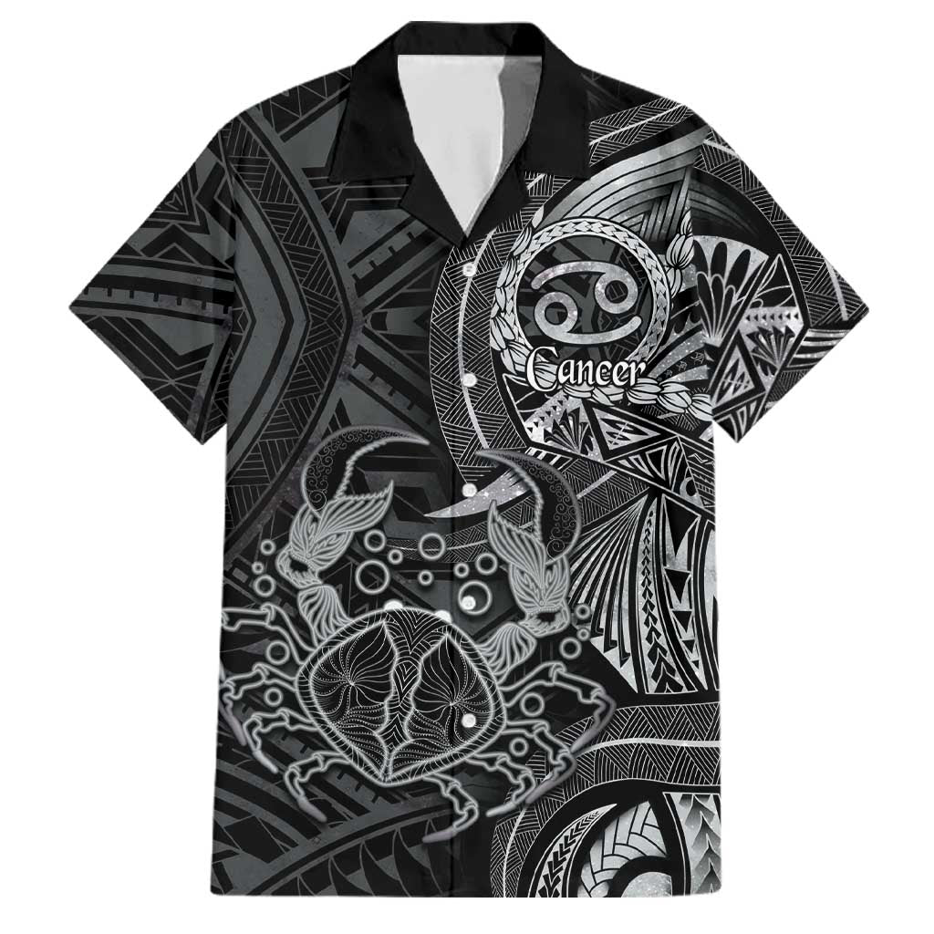 Personalised Polynesia Zodiac Cancer Family Matching Off Shoulder Short Dress and Hawaiian Shirt Galaxy Polynesian Pattern Chest Tattoo Style