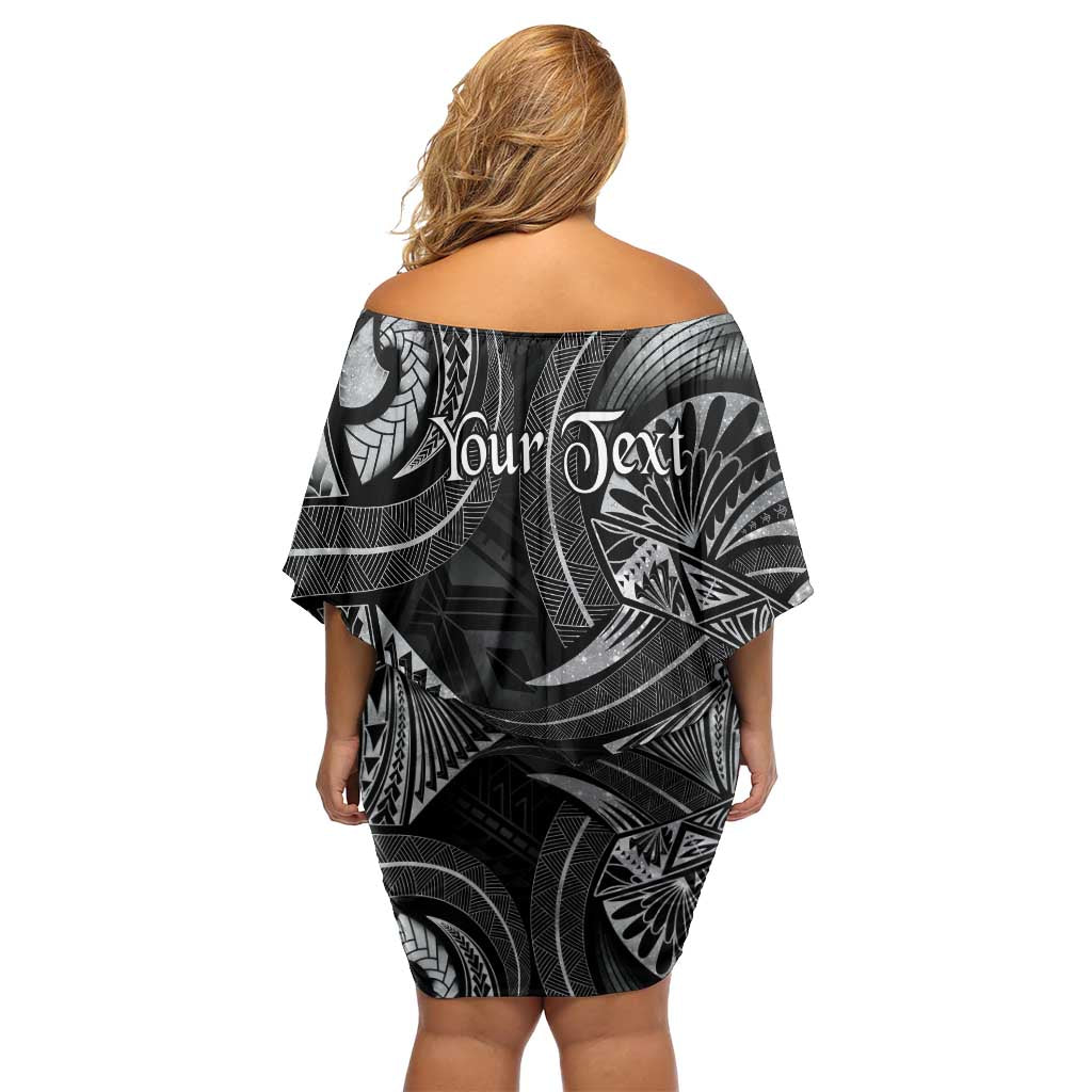 Personalised Polynesia Zodiac Cancer Family Matching Off Shoulder Short Dress and Hawaiian Shirt Galaxy Polynesian Pattern Chest Tattoo Style