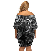 Personalised Polynesia Zodiac Cancer Family Matching Off Shoulder Short Dress and Hawaiian Shirt Galaxy Polynesian Pattern Chest Tattoo Style