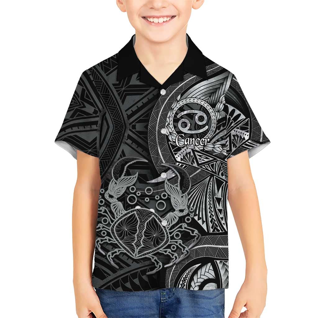 Personalised Polynesia Zodiac Cancer Family Matching Off Shoulder Short Dress and Hawaiian Shirt Galaxy Polynesian Pattern Chest Tattoo Style