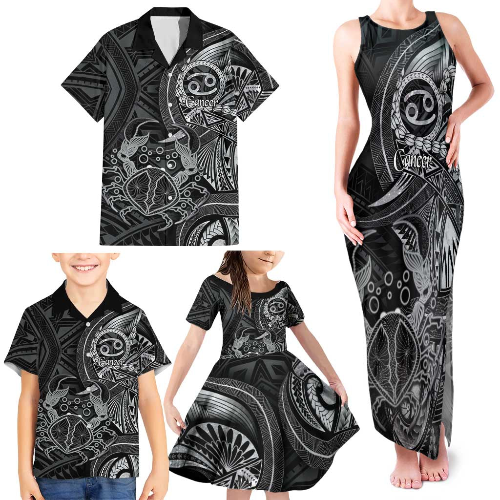 Personalised Polynesia Zodiac Cancer Family Matching Tank Maxi Dress and Hawaiian Shirt Galaxy Polynesian Pattern Chest Tattoo Style