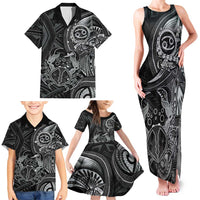 Personalised Polynesia Zodiac Cancer Family Matching Tank Maxi Dress and Hawaiian Shirt Galaxy Polynesian Pattern Chest Tattoo Style