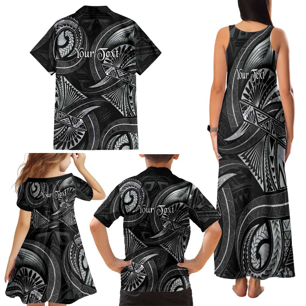 Personalised Polynesia Zodiac Cancer Family Matching Tank Maxi Dress and Hawaiian Shirt Galaxy Polynesian Pattern Chest Tattoo Style