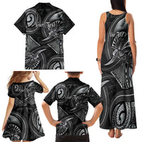 Personalised Polynesia Zodiac Cancer Family Matching Tank Maxi Dress and Hawaiian Shirt Galaxy Polynesian Pattern Chest Tattoo Style