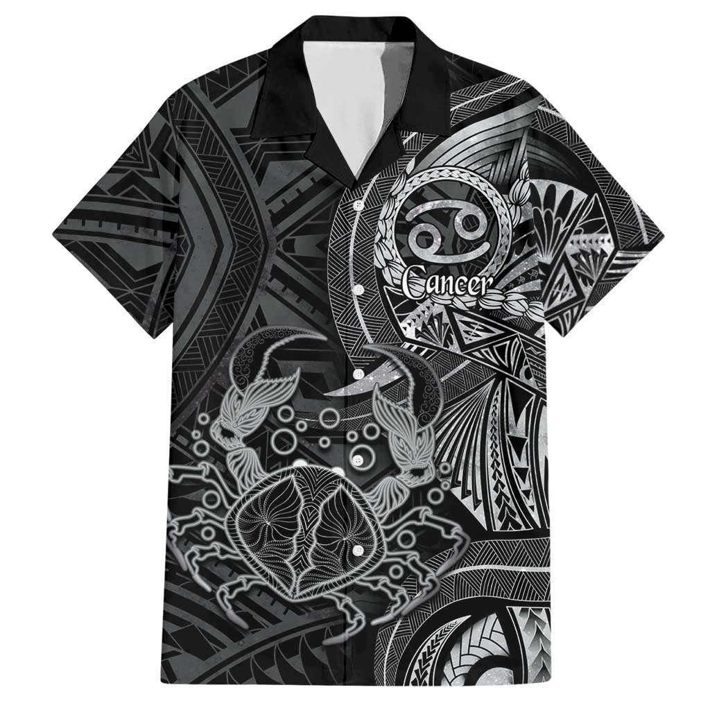 Personalised Polynesia Zodiac Cancer Hawaiian Shirt Galaxy Polynesian Pattern Chest Tattoo Style LT14 Black - Polynesian Pride