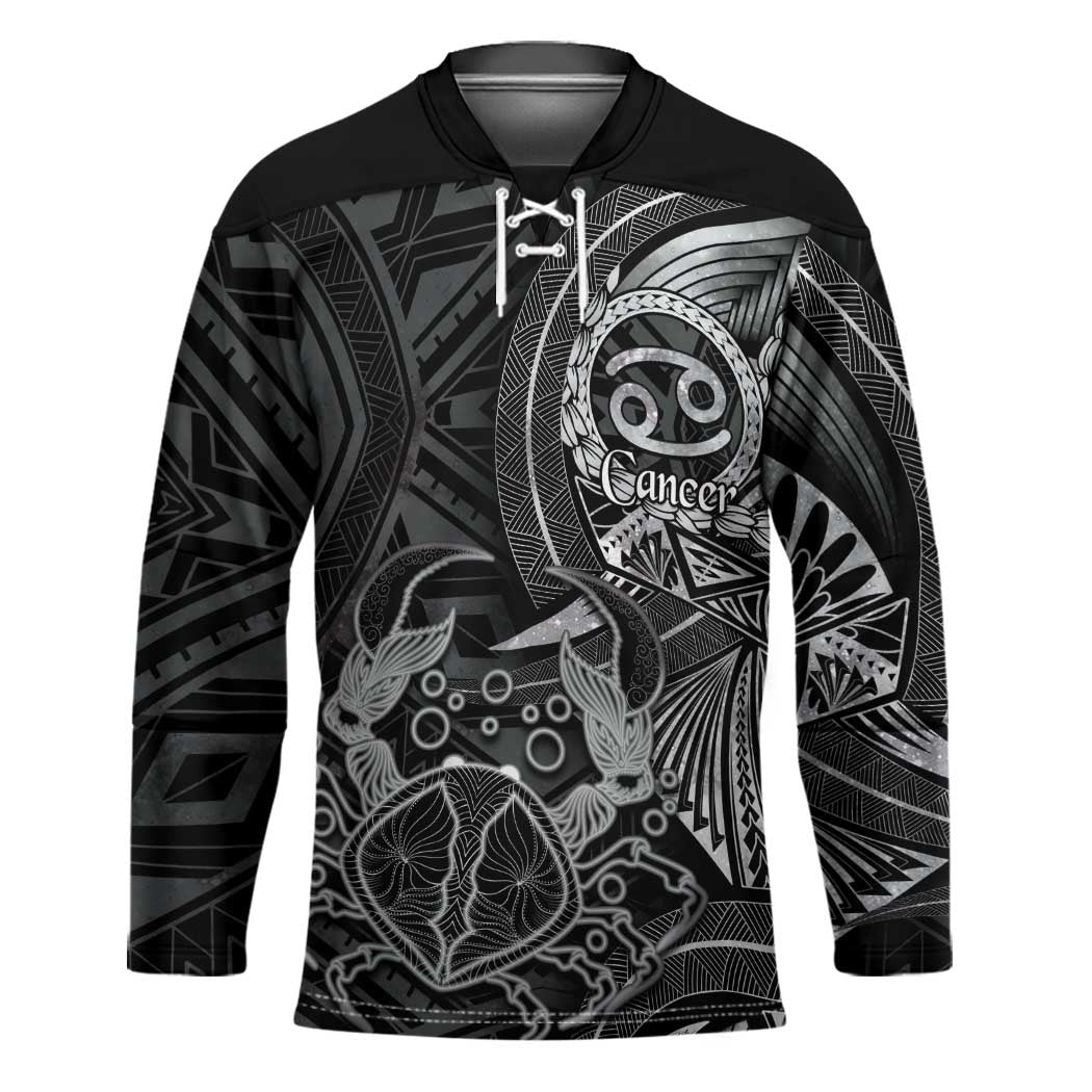 Personalised Polynesia Zodiac Cancer Hockey Jersey Galaxy Polynesian Pattern Chest Tattoo Style