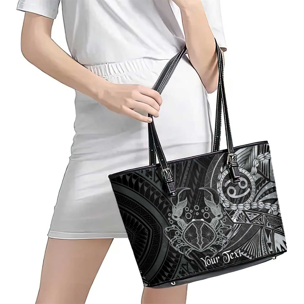 Personalised Polynesia Zodiac Cancer Leather Tote Bag Galaxy Polynesian Pattern Chest Tattoo Style LT14 - Polynesian Pride