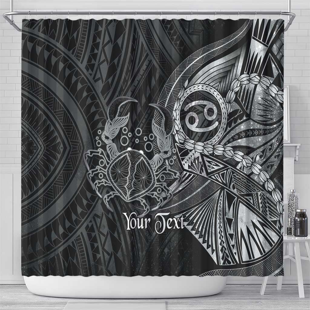 Personalised Polynesia Zodiac Cancer Shower Curtain Galaxy Polynesian Pattern Chest Tattoo Style
