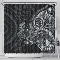 Personalised Polynesia Zodiac Cancer Shower Curtain Galaxy Polynesian Pattern Chest Tattoo Style