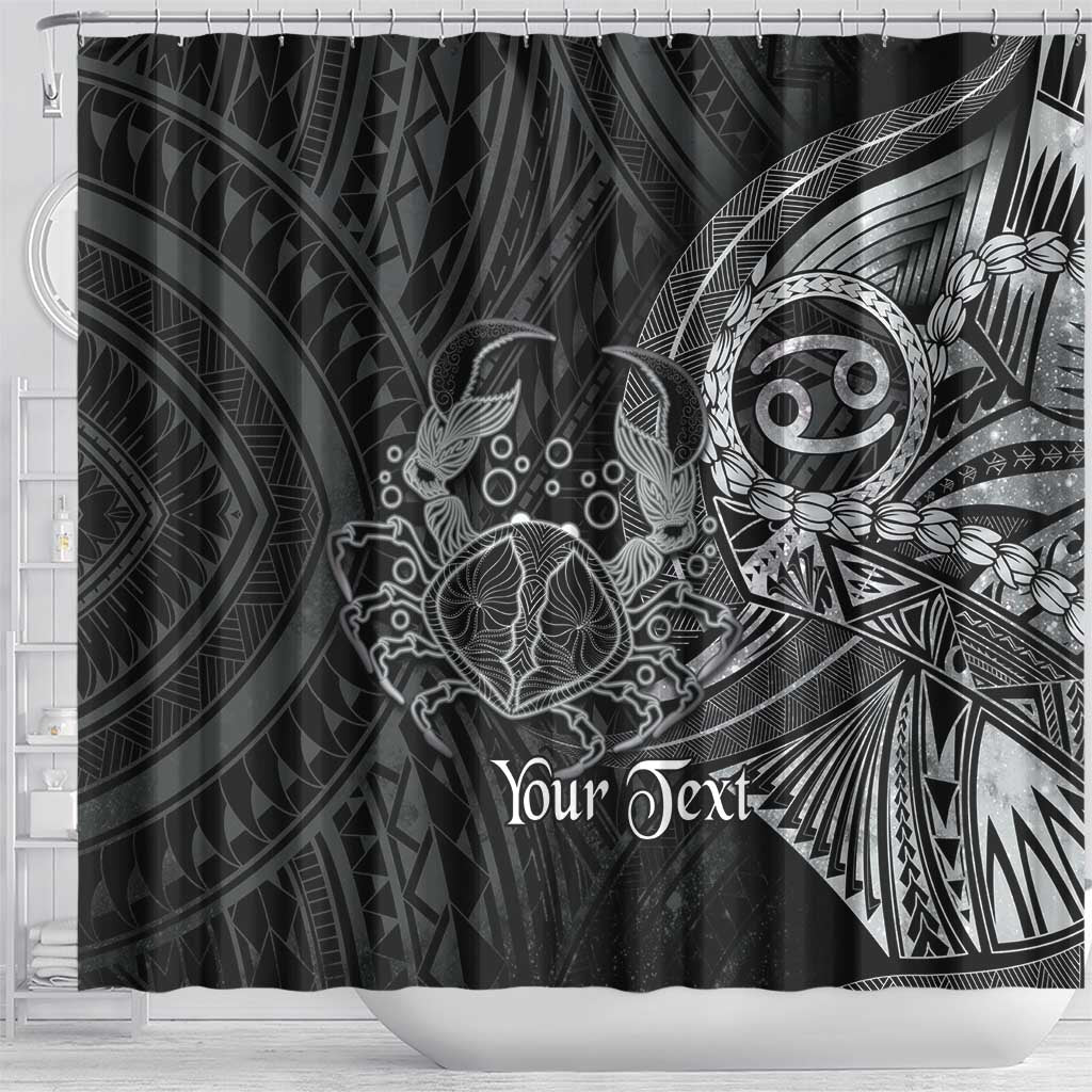 Personalised Polynesia Zodiac Cancer Shower Curtain Galaxy Polynesian Pattern Chest Tattoo Style