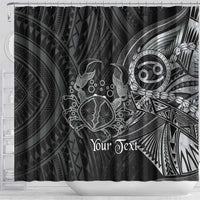 Personalised Polynesia Zodiac Cancer Shower Curtain Galaxy Polynesian Pattern Chest Tattoo Style